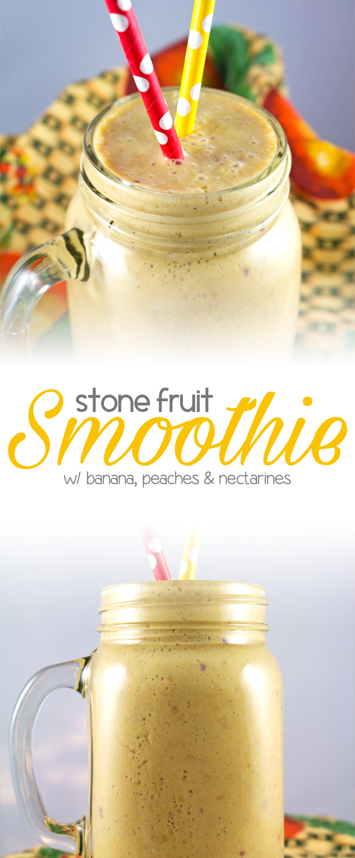 Stone Fruit Smoothie - One of my favorite smoothies, healthy & delicious. Loaded with banana, peach, nectarine, greek yogurt, honey & coconut milk!