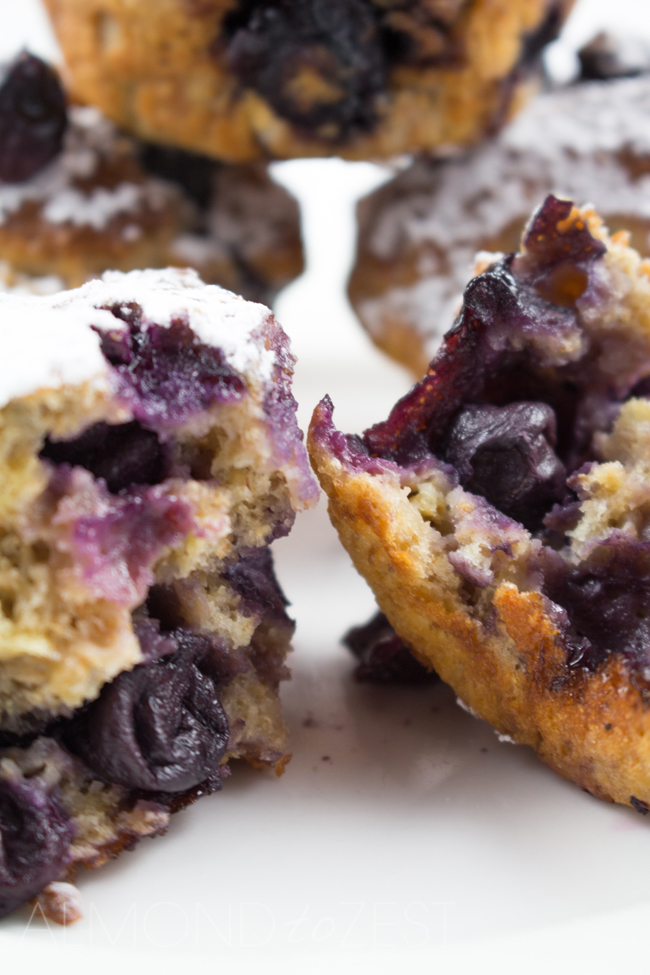 Blueberry Muffin Recipe - Made with Yogurt and Whole-wheat - Light and airy muffins made with whole-wheat flour and yogurt, loaded with plump, juicy blueberries! Healthy and guilt-free!!