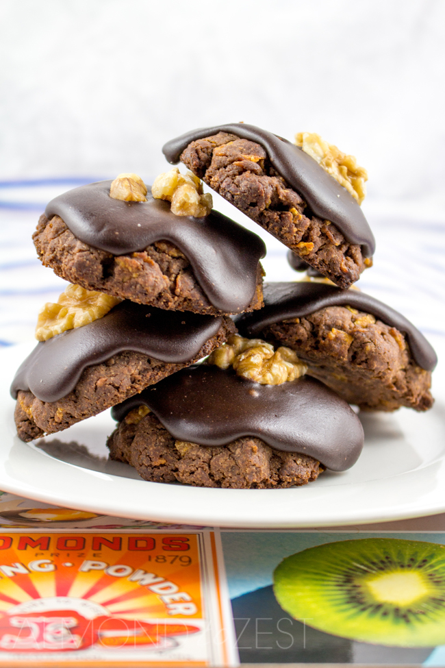 Chocolate Crunch Cookies - Rich, ultra chocolaty cookies with chocolate icing and a lone walnut center! Absolutely delicious!!