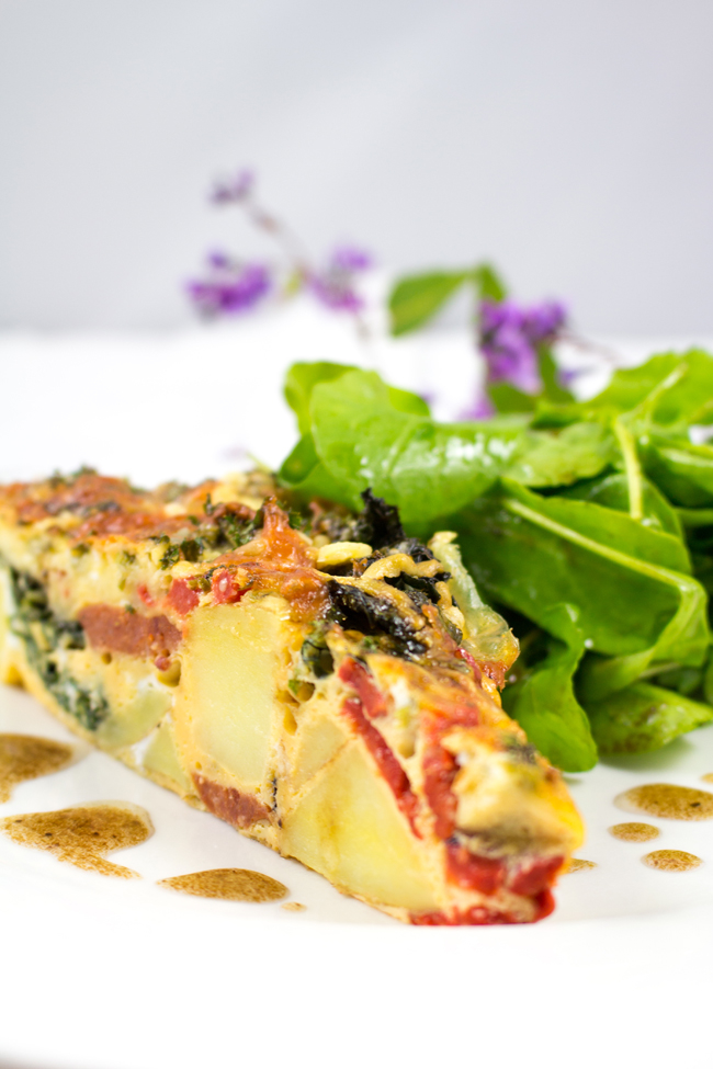 Chorizo, Kale, Potato and Red Bell Pepper Frittata