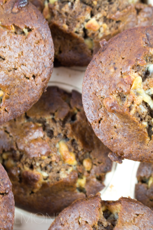 Double Chocolate Mocha Muffins - I love the superbly soft, moist texture of this chocolaty mix that is swirled with small chunks of crushed white chocolate chips!!