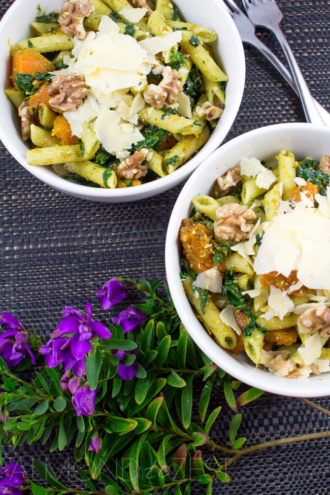 Three P Pasta Salad - Cumin infused roast PUMPKIN chunks, perfect PENNE pasta, all topped with delicious PARMESAN! A super nutritious, quick, easy and healthy pasta salad that can be eaten anytime, vegetarian friendly too!!