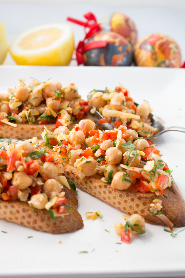 Light, fresh, quick and easy, these chickpea crostini’s will make a great appetizer option for any type of gathering. TRY THESE OMG!!