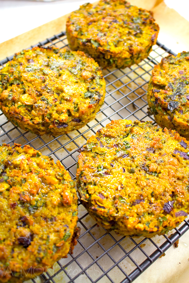 Chick Pea and Bulgur Wheat Patties - Exploding with fantastic flavors of fresh cilantro, garlic, tumeric, toasted cumin seeds and red onion for zing! Healthy and vegetarian too. SO GOOD!!