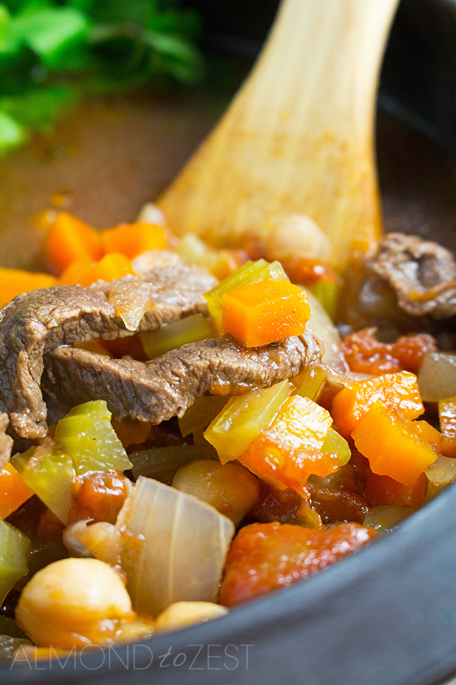 Easy Dutch Oven Beef and Chick Pea Soup