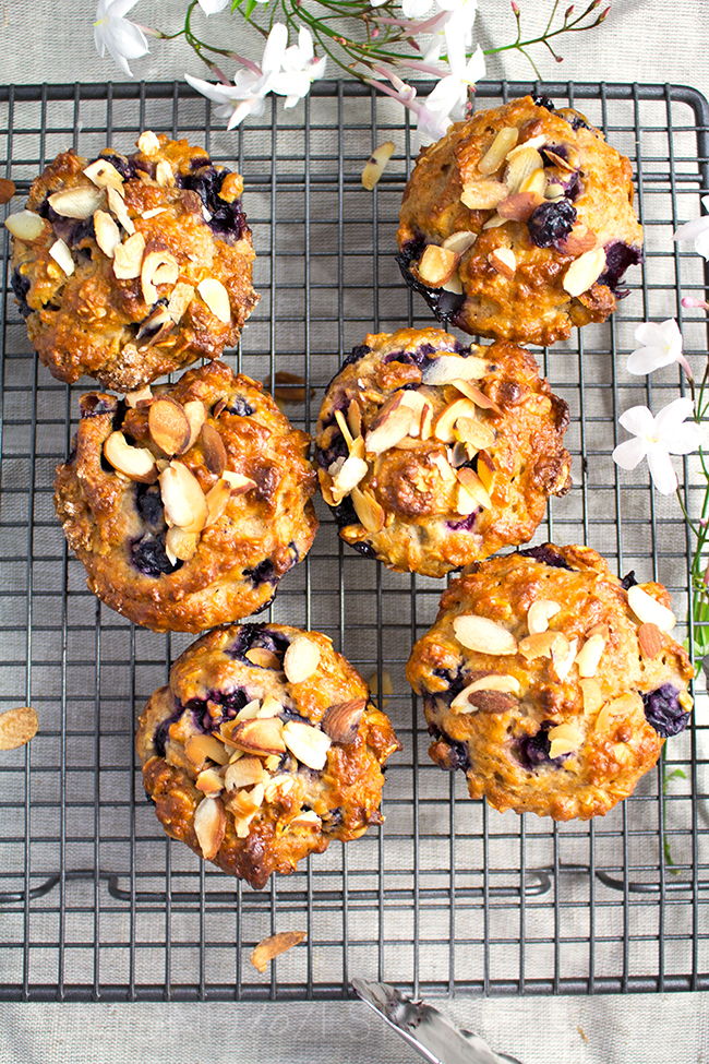 WholeWheat Blueberry and Oat Muffins