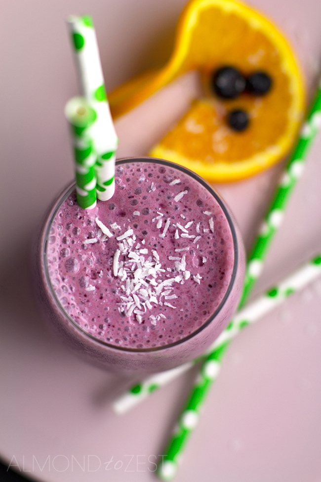 Blueberry, Orange and Coconut Smoothie